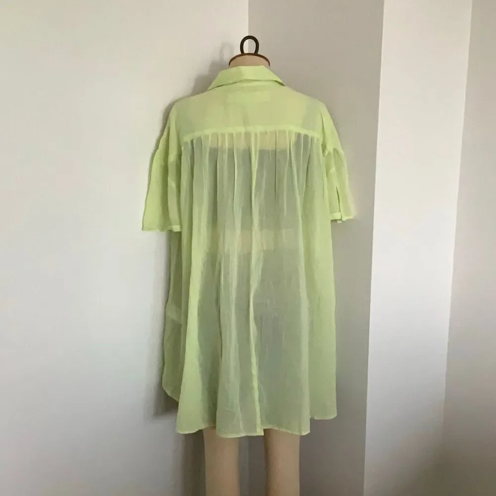 Free People Oversized Sheer Shirt Size M